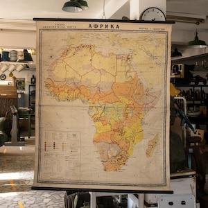 Mappa economica d'epoca dell'Africa, mappa scolastica anni '60
