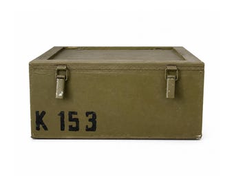 Vintage militaire opbergkoffer, oude legeropbergkist