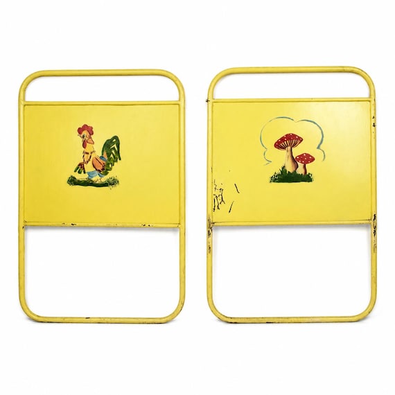 Vintage Hand-Painted Children's Bed Headboards – Set of 2