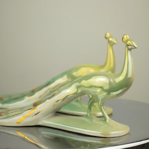Set of 2 Vintage Porcelain Peacock Figurines
