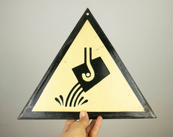 Raro cartello smaltato di fabbrica di avvertimento