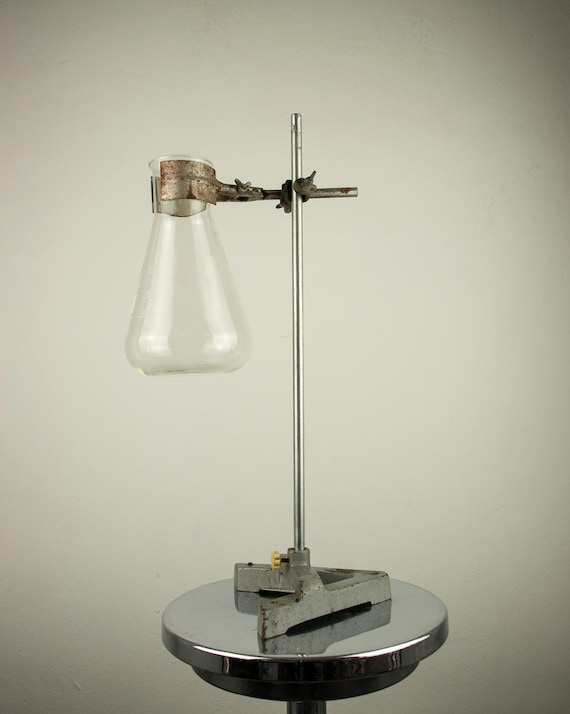 Vintage Laboratory Stand with One Flask