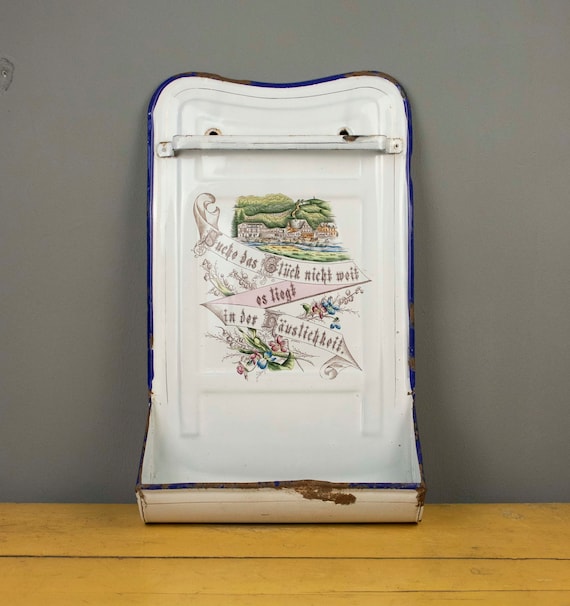 Vintage German Enamel Bathroom Soap and Towel  Stand