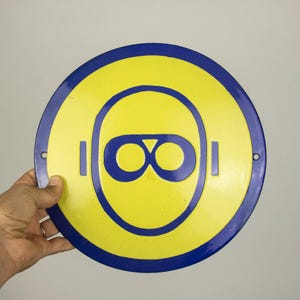 Plaque émaillée en porcelaine émaillée « Wear Protective Goggles », plaque émaillée vintage avec instructions de sécurité