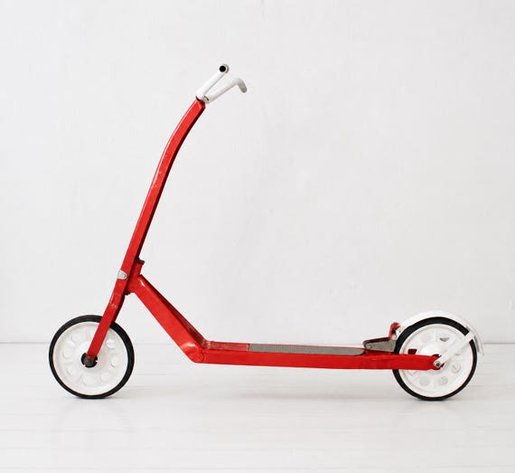 Vintage Red Push Scooter – 1960s Metal Kick Scooter