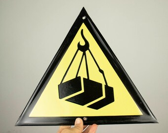 Raro cartello triangolare in porcellana smaltata con avviso