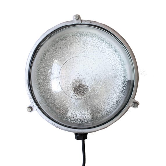 Round Wall Lamp, USSR Metal Wall Lamp, Russian Factory Light, Industrial Wall Lamp