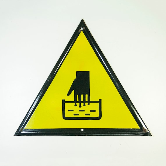 Factory sign “Beware of Acid”, Vintage Enamel Sign, Porcelain Enamel Factory Sign