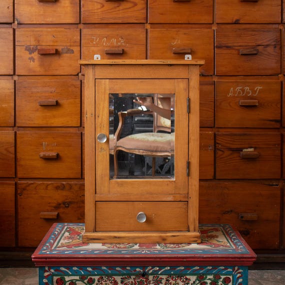 Vintage Wooden Bathroom Medicine Cabinet with Mirror