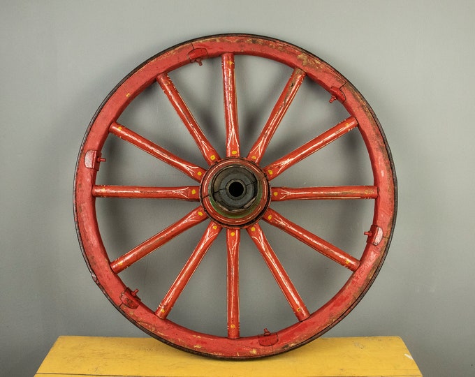 Large Vintage Farm Cart  Wheel, Wooden Horse Wagon Wheel, Chariot Wheel