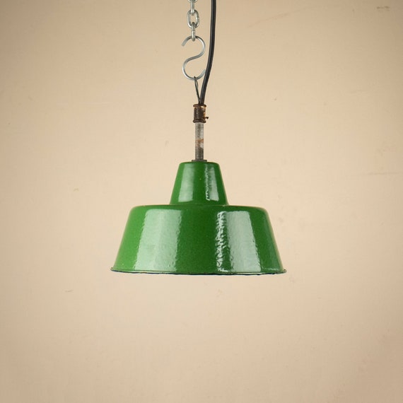Small Green Enamel Barn/Factory Light