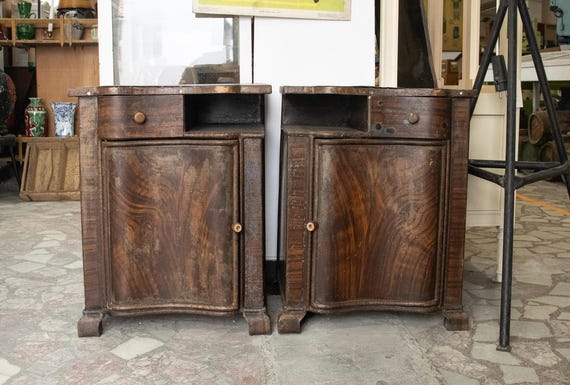 Set of 2 Rustic Country-Home Cabinets