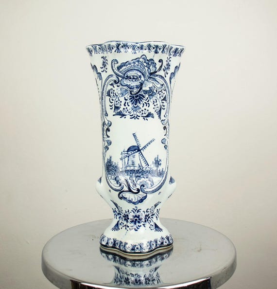 Vintage Fazzoletto Porcelain Vase Delft Holland