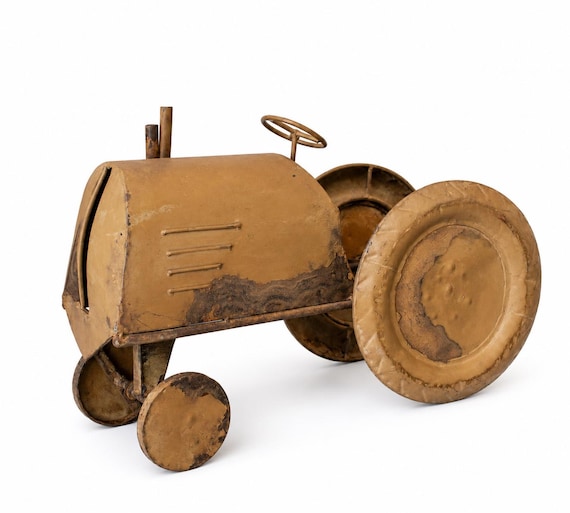 Large Vintage Homemade Metal Tractor