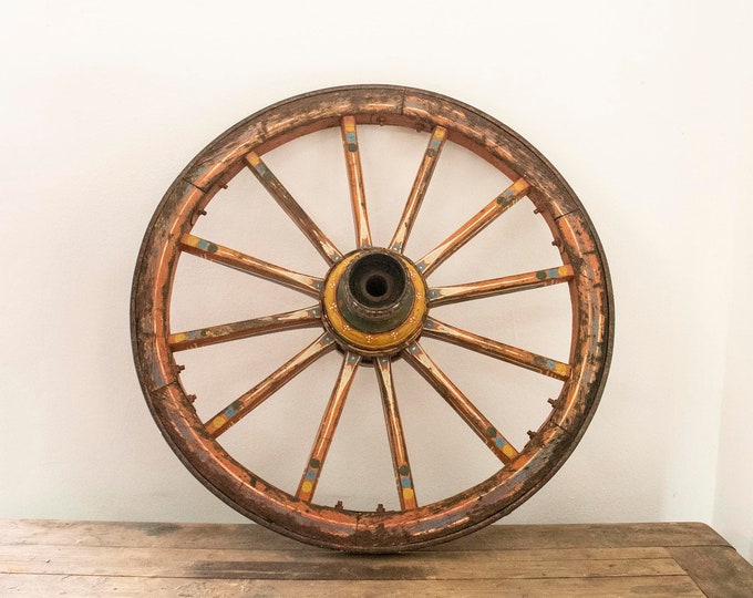Vintage Painted Horse Wagon Wheel