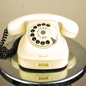 Vintage Rare White Bakelite Rotary Telephone 1970s