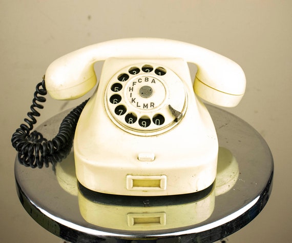 Vintage Rare White Bakelite Rotary Telephone 1970s