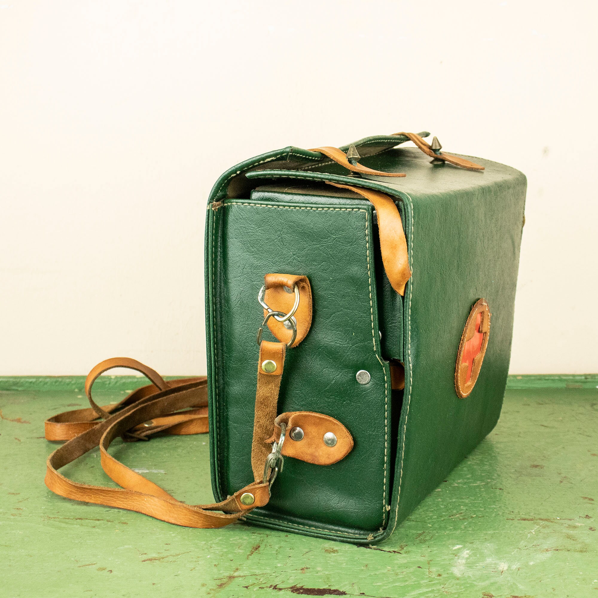 Vintage Leather Nurse Bag Old Handbag with Red Cross Etsy