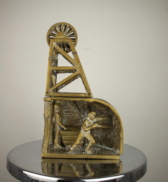Vintage Brass Mining Sculpture