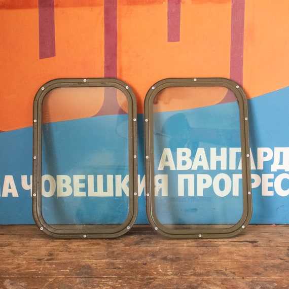 Set of 2 Vintage Military Vehicle Windows