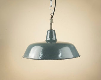 Gray Vintage Enamelled Factory Lampshade