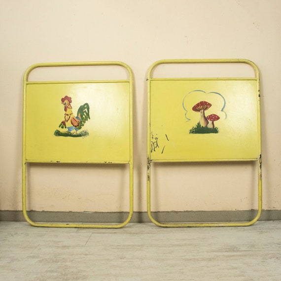 Vintage Metal Painted Children's Bed Frames, Vintage Yellow Painted Kids' Bed Frames
