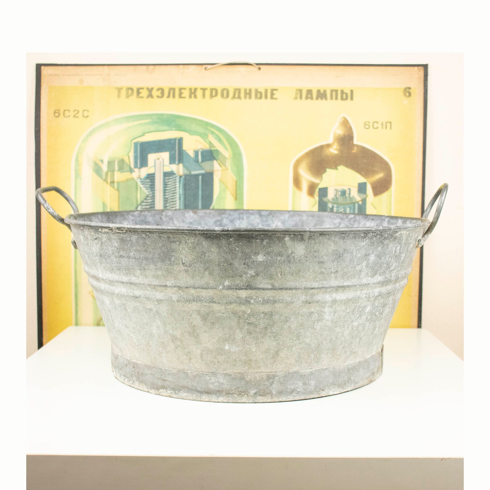 Large Vintage Ribbed Zinc Bath Rustic Round Zinc Basin Etsy