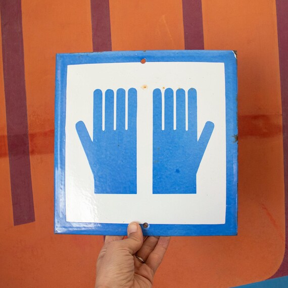 Vintage Porcelain Enamel Sign "Gloves"