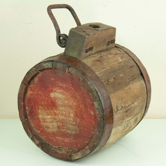 Large Vintage Wooden Keg, Big Vintage Carriage Barrel, Wooden Liquor Barrel