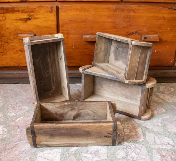 Set of 4 Vintage Wooden Brick Molds