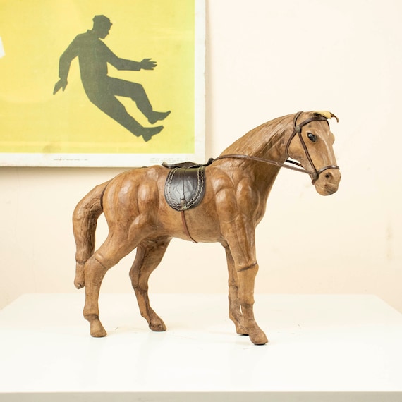 Vintage Handcrafted Leather Wrapped Horse Figurine