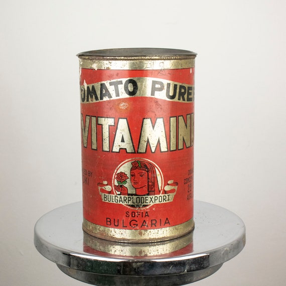 Vintage Bulgarian Tomato Puree Tin Can VITAMINI Sofia