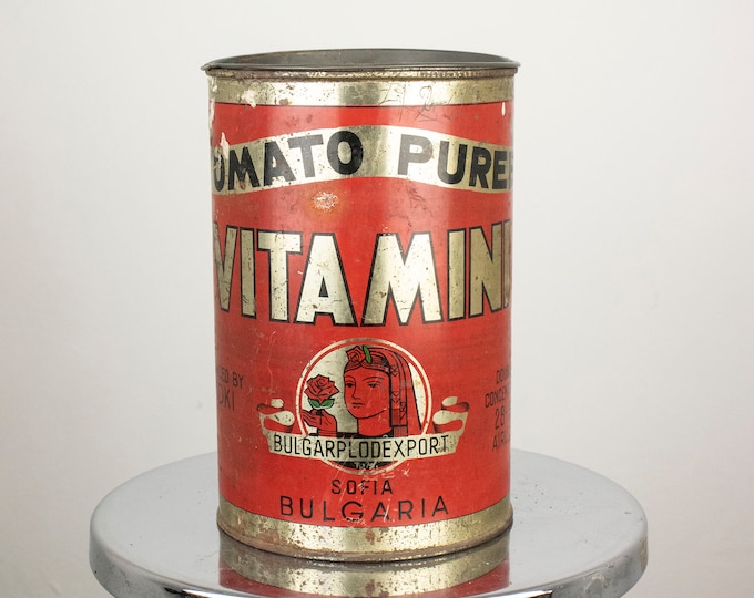 Vintage Bulgarian Tomato Puree Tin Can VITAMINI Sofia