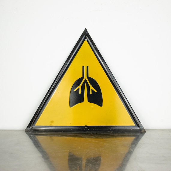 Vintage Enamel Warning Sign "Beware of poisonous fumes"