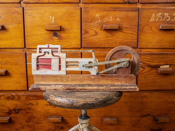 Vintage 1950s Romanian Wooden Steam Engine Model
