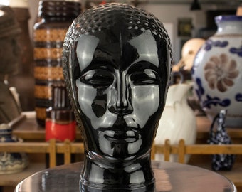 Vintage Black Ceramic Mannequin Head