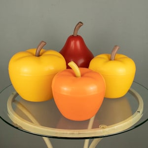 Set of 4 Vintage Czechoslovakian Fruit-shaped Plastic Boxes 1970s