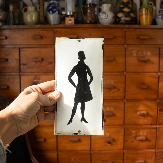 Vintage Porcelain Enamel Ladies' Restroom Sign