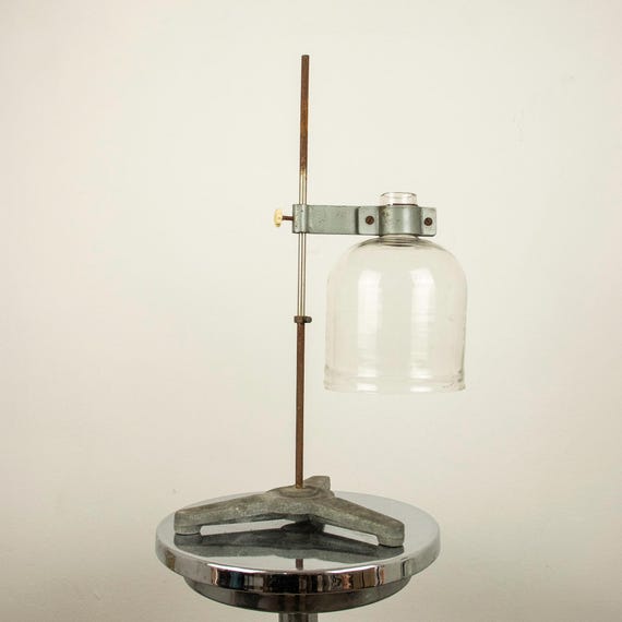 Vintage Laboratory Stand with Bottomless Glass Bottle, Industrial Scientific Equipment – Curiosity Display