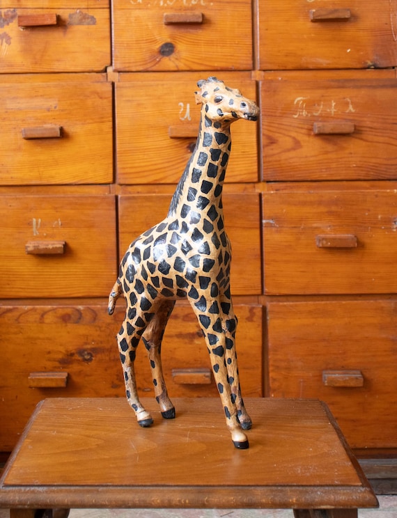 Vintage Leather Wrapped Giraffe  Figurine