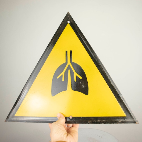 Vintage Enamel Warning Sign "Beware of poisonous fumes"