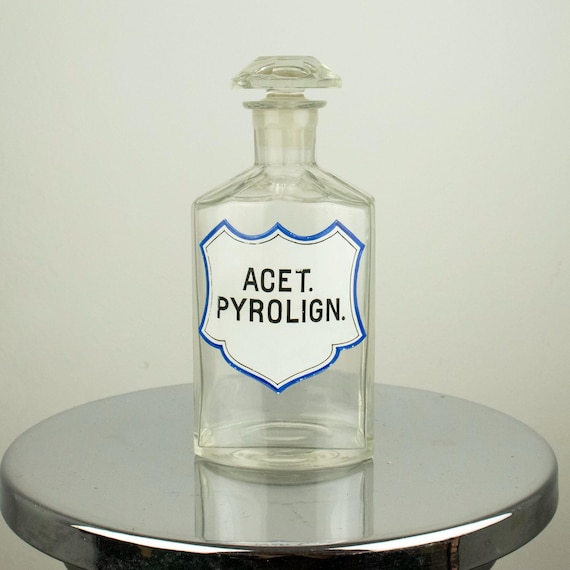 Large Vintage Apothecary Bottle Acidum Pyrolignosum