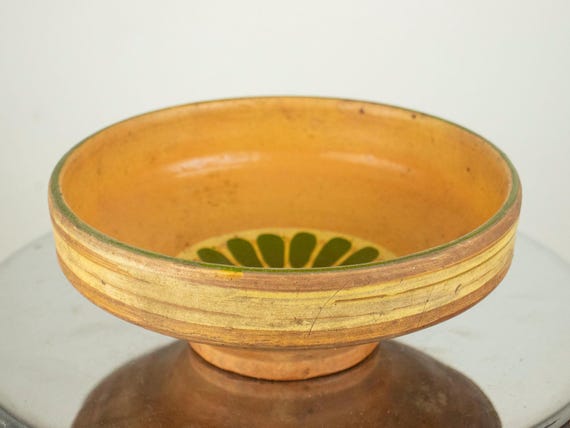 Vintage Bulgarian Traditional Clay Pottery Bowl