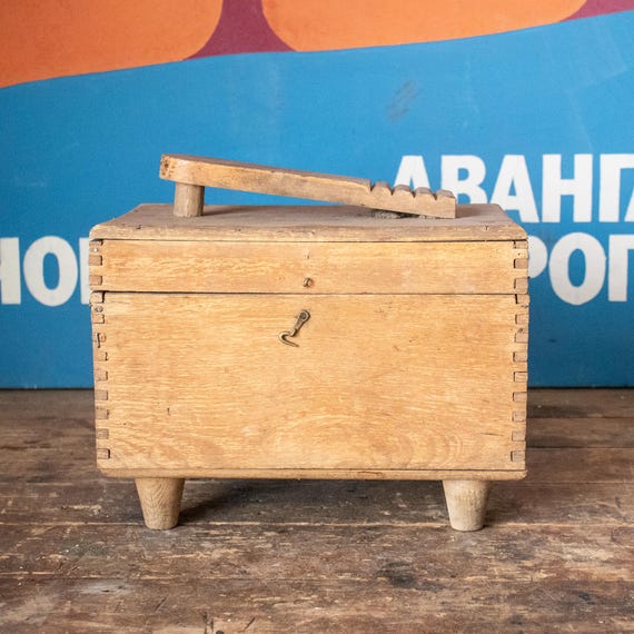Polish Vintage Shoe Shine Box, Vintage Wood Shoe Shine Chest