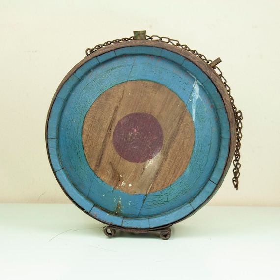 Painted Vintage Water Keg, Old Carriage Barrel, Painted Wooden Liquor Barrel