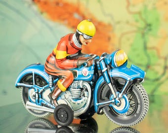 Vintage Friction Tin Toy Motorbike by Joseph Wagner, West Germany