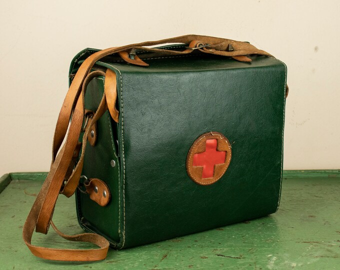 Vintage Leather Nurse Bag Old Handbag With Red Cross Etsy
