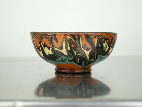 Vintage Bulgarian Handmade Pottery Bowl