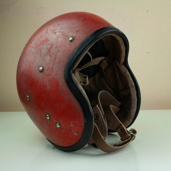 Vintage Children's Motorcycle Helmet, Vintage Red