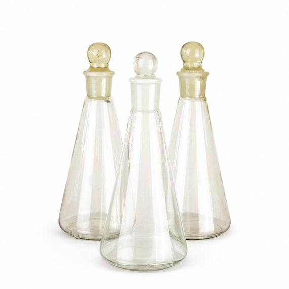Vintage 500 ml Termisil Erlenmeyer Flask with Glass Stopper